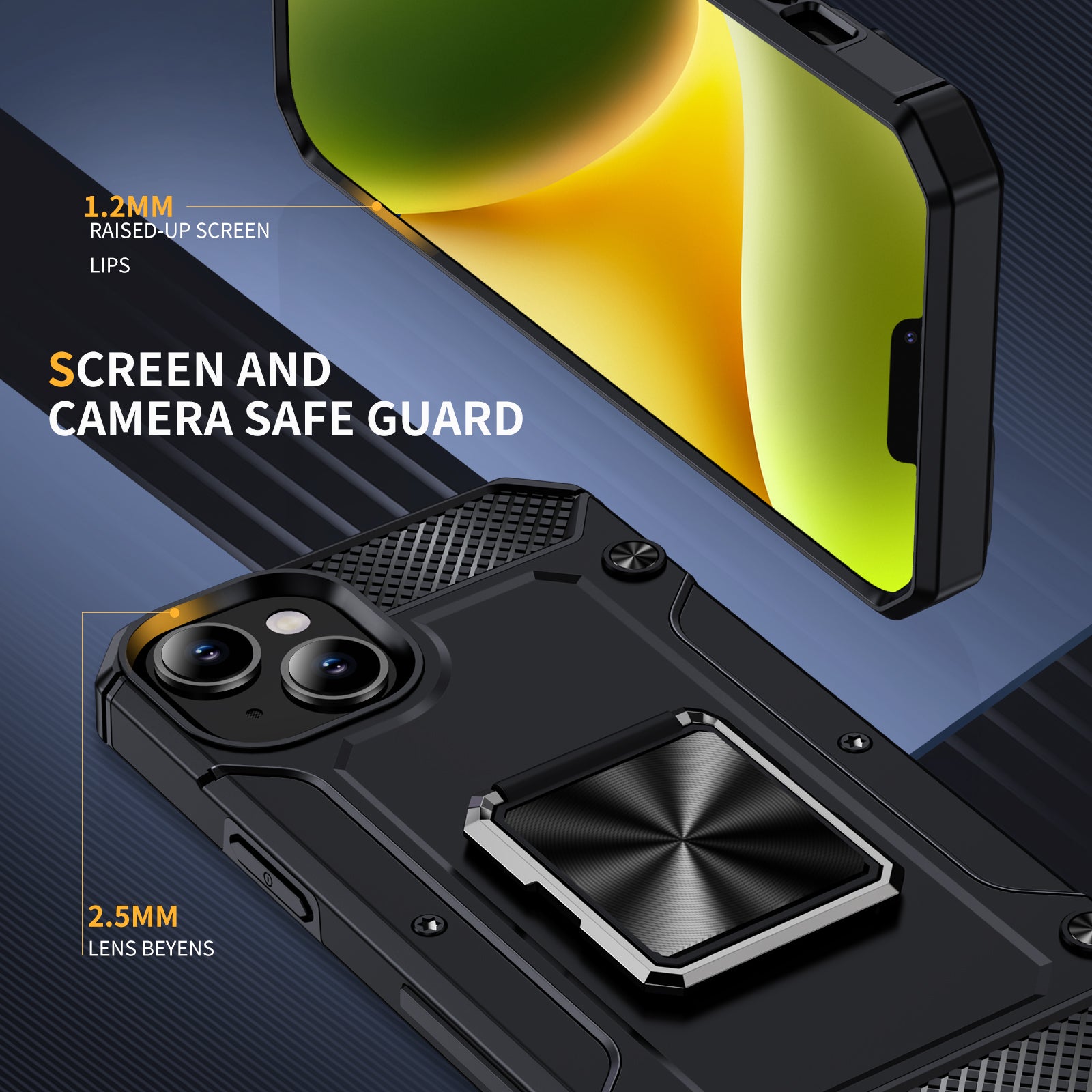 For iPhone 14 Case Rotation Ring Holder PC+TPU Drop Protection Phone Cover For iPhone 14 Case Rotation Ring Holder PC+TPU Drop Protection Phone Cover